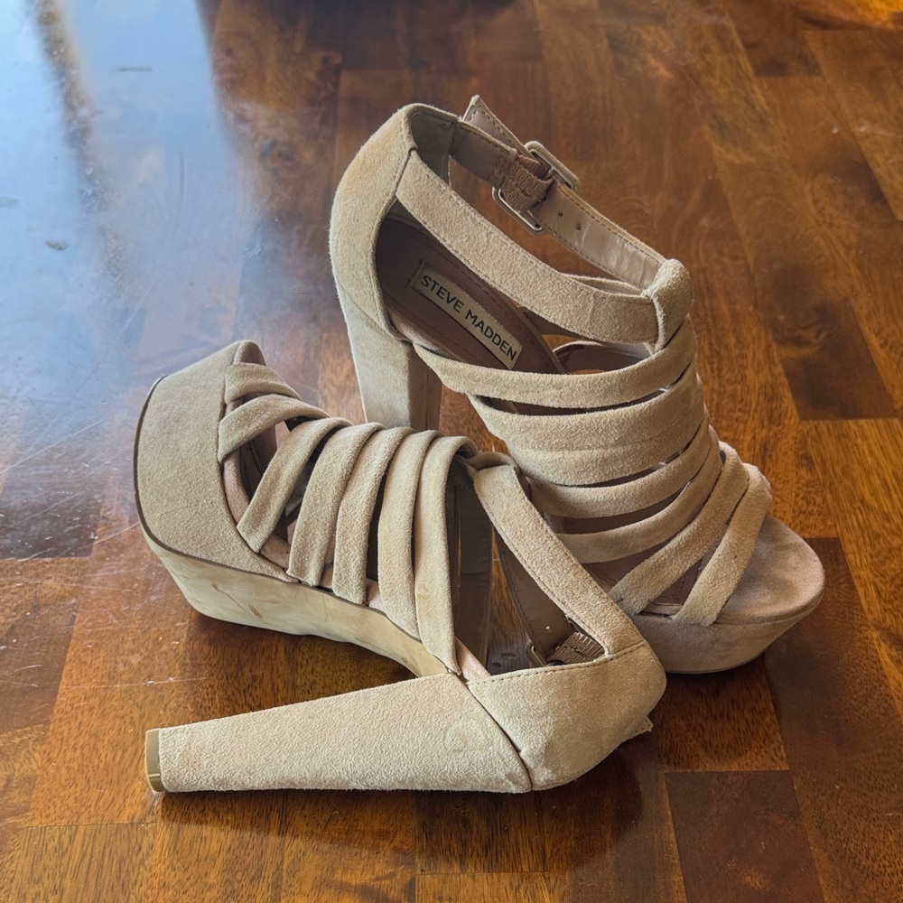 Steve Madden “Audrinaa” Dusty Pink! Strappy Platform Heels